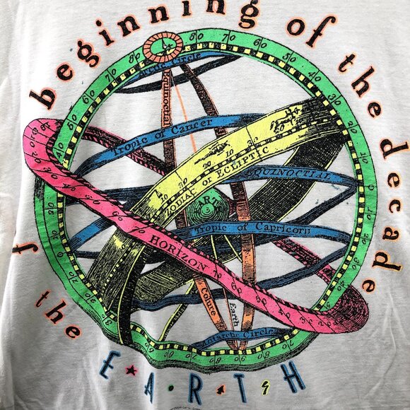 VTG T Shirt Zodiac Graphic Astrology Womens L Cut Off Cropped White Horoscope - Picture 3 of 12